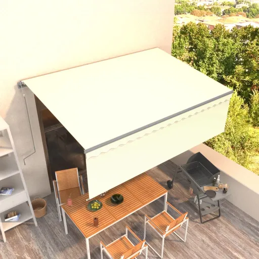 Toldo Retrátil Automático com Estore 4x3 m Cor Creme