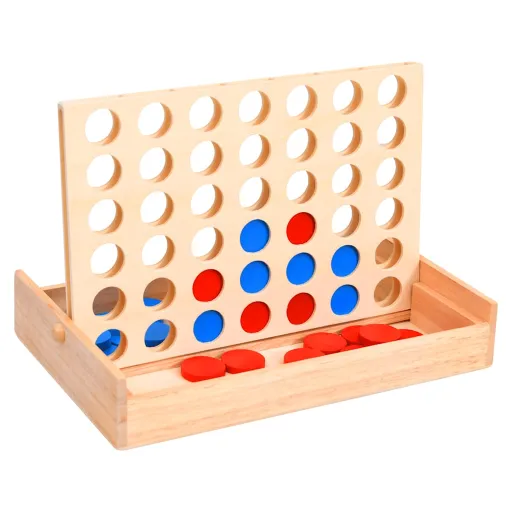 Jogo 4 em Linha 24x15x4 cm Madeira Maciça