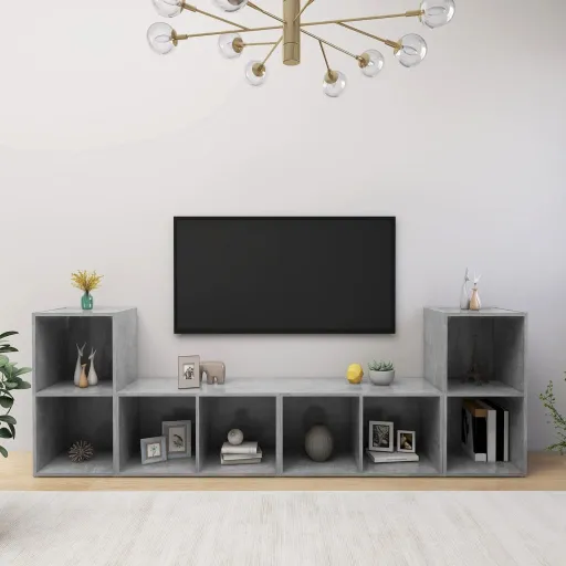 Móveis de TV   Derivados de Madeira Cinzento Cimento (4 pcs)