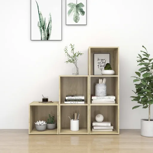 Conjunto de Móveis de TV Contraplacado Carvalho Sonoma (3 pcs)