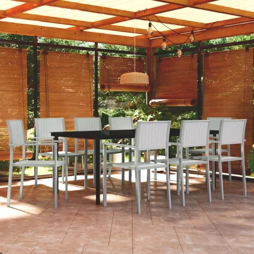 Conjunto de Jantar para Jardim Branco (9 pcs)