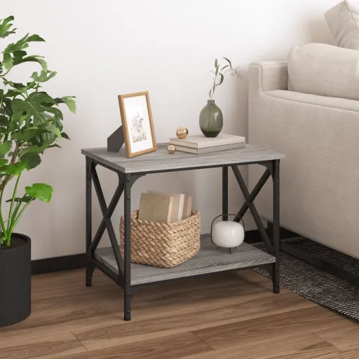 Mesa de Apoio 55x38x45 cm Derivados de Madeira Cinzento Sonoma