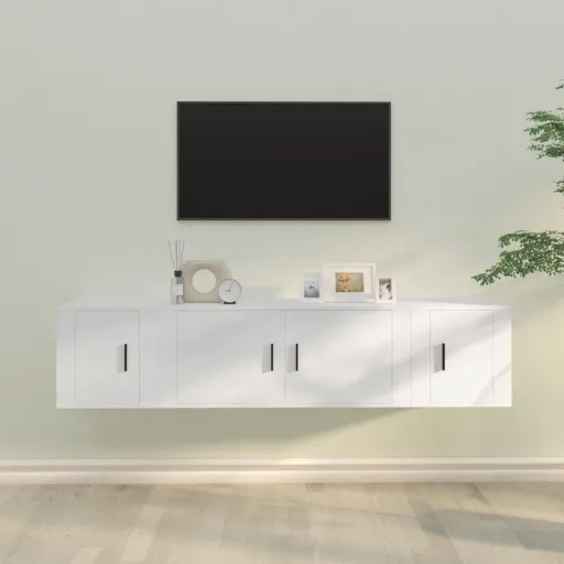 Conjunto Móveis de TV   Madeira Processada Branco (3 pcs)