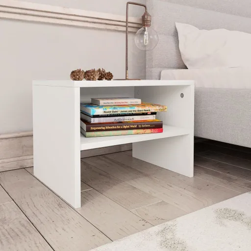 Mesa-de-Cabeceira 40x30x30 cm Aglomerado Branco