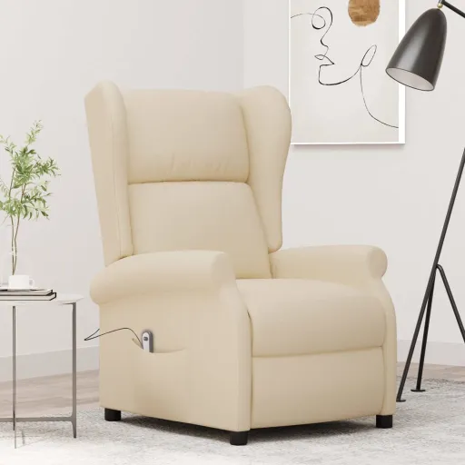 Poltrona Reclinável Elétrica Tecido Cor Creme
