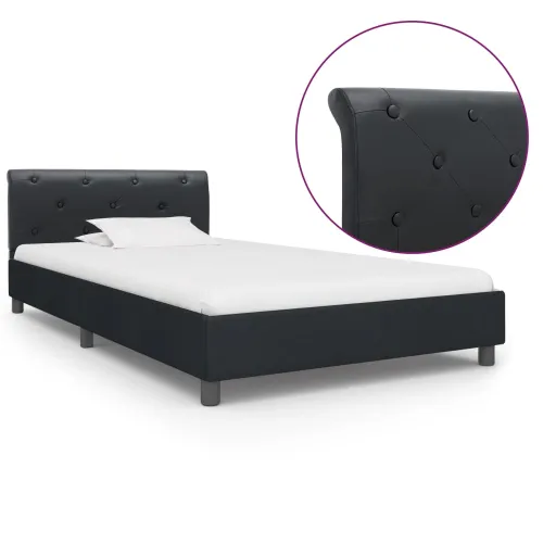 Estrutura de Cama 100x200 cm Couro Artificial Preto