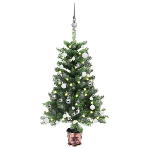 Árvore Natal Artificial Pré-Iluminada c/ Bolas 90 cm Verde