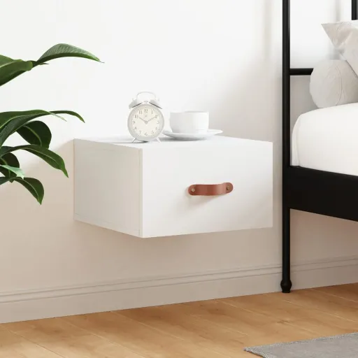 Mesa de Cabeceira Montagem na Parede 35x35x20 cm Branco
