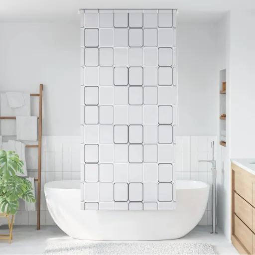Estore de Rolo para o Duche 80x240 cm Quadrados
