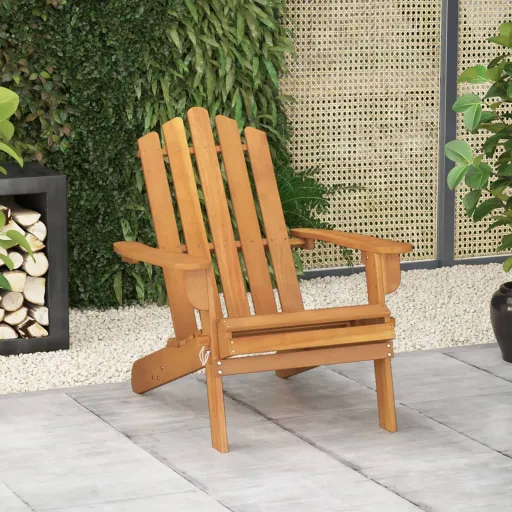 Cadeira Adirondack para Jardim em Madeira de Acácia Maciça