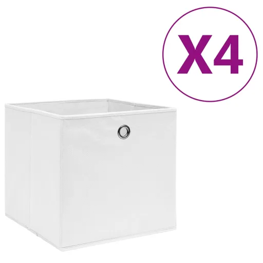 Caixas Arrumação   28x28x28 cm Tecido-Não-Tecido Branco (4 pcs)