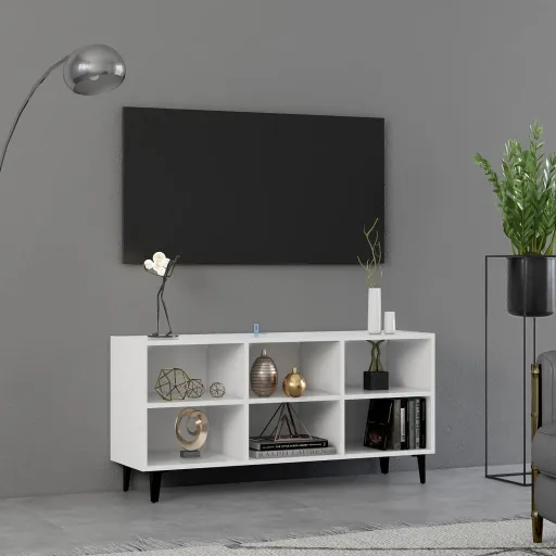 Móvel de TV com Pernas em Metal 103,5x30x50 cm Branco