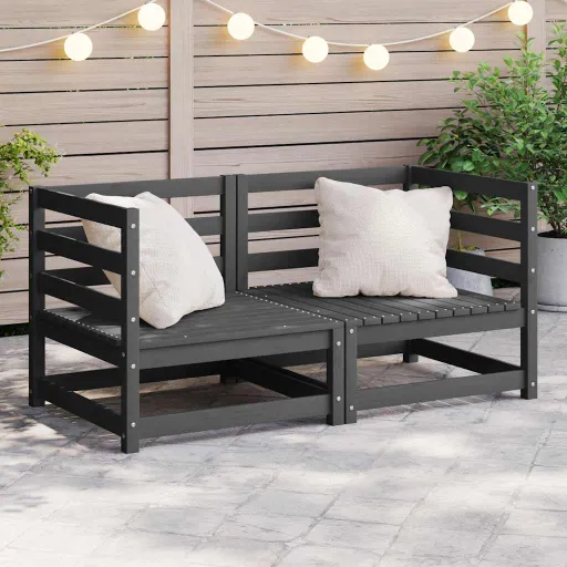 Sofás de Canto para Jardim   Pinho Maciça Cinzento (2 pcs)
