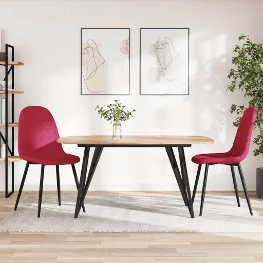 Cadeiras de Jantar   Veludo Vermelho Tinto (2 pcs)