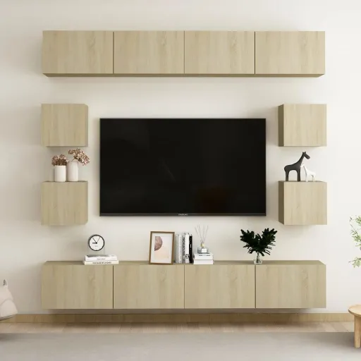 Conjunto Móveis de TV Derivados de Madeira Carvalho Sonoma (8 pcs)
