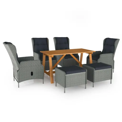 Conjunto de Jantar para Jardim Cinzento-Claro (7 pcs)