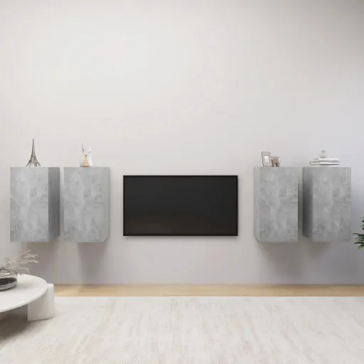 Móveis de TV   30,5x30x60 cm Contraplacado Cinzento Cimento (4 pcs)