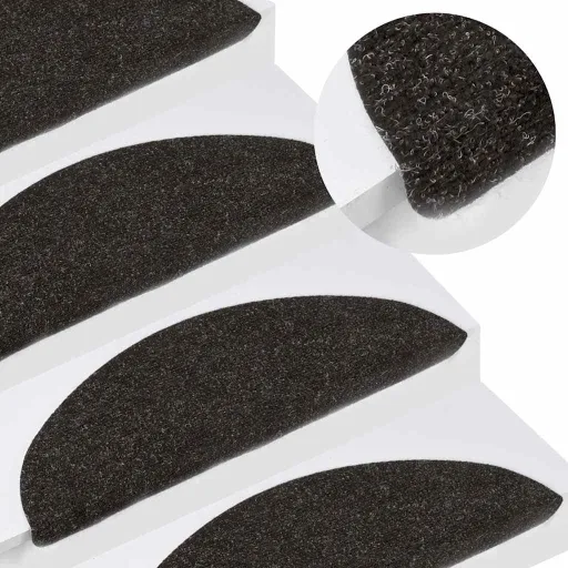 Tapetes de Escada Adesivos 15 Pcs56x17x3 cm Preto