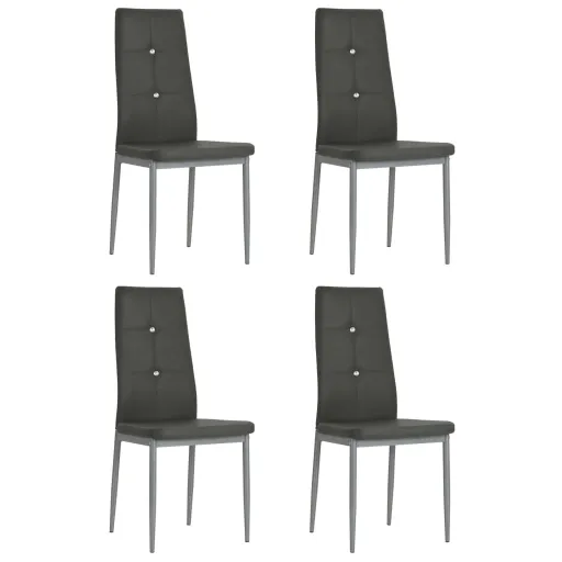 Cadeiras de Jantar   Couro Artificial Cinzento (4 pcs)