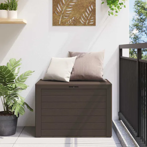Caixa de Arrumação de Jardim 78x44x55 cm Castanho