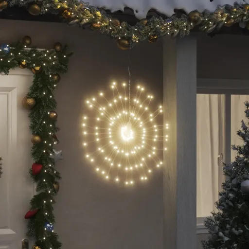 Iluminação Estrelar p/ Natal 140 Luzes LED 17 cm Branco Quente