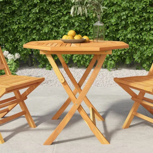 Mesa de Jardim Dobrável 85x85x76 cm Madeira Teca Maciça