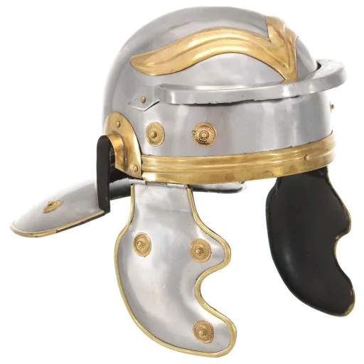 Capacete de Soldado Romano Réplica LARP Aço Prateado