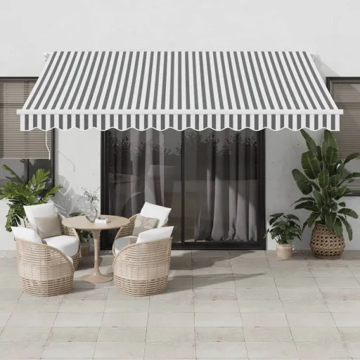 Toldo Retrátil Manual 400x300 cm Antracite e Branco