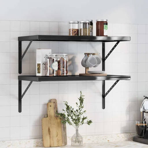 Prateleiras de Parede   75x40 cm Aço Inoxidável Prateado (2 pcs)