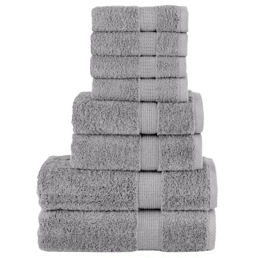 Conjunto Toalhas Banho Premium SOLUND 600 Gsm Cinza (8 pcs)
