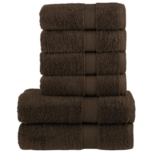 Conjunto Toalhas Banho Premium SOLUND 600 Gsm Castanho (6 pcs)