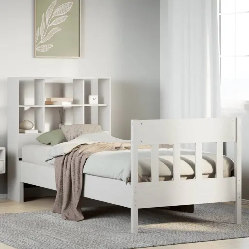 Cama Sem Colchão 90x200 cm Madeira de Pinho Maciça Branco