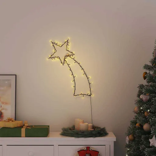 Luzes de Natal Silhueta Estrela Cadente 80 LEDs Branco Quente