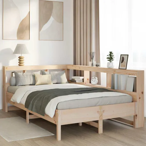 Cama com Estante Sem Colchão 135x190 cm Pinho Maciço