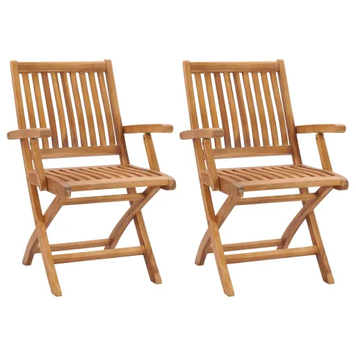 Cadeiras de Jardim Dobráveis   Madeira de Teca Maciça (2 pcs)