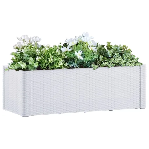 Vaso/Floreira c/ Sistema Rega Automática 100x43x33 cm Branco