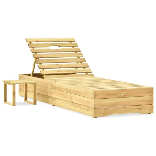 Espreguiçadeira com Mesa Madeira de Pinho Impregnada Verde