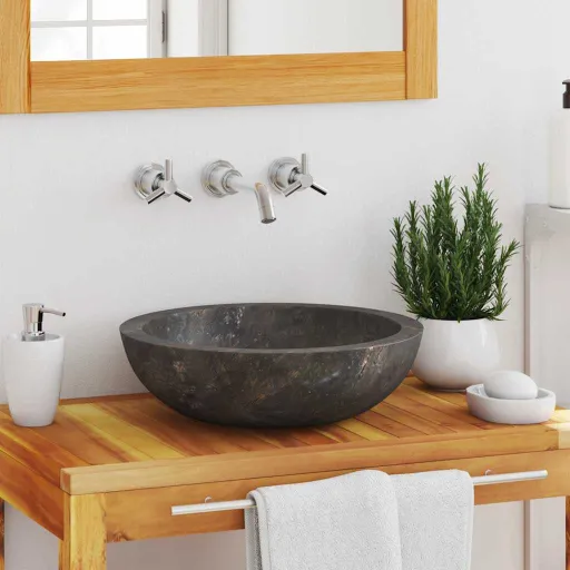 Lavatório Ø40x12 cm Mármore Cinzento