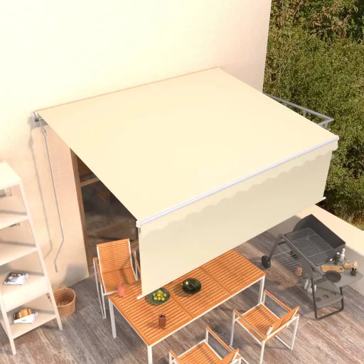 Toldo Retrátil Automático com Estore 4x3 m Cor Creme