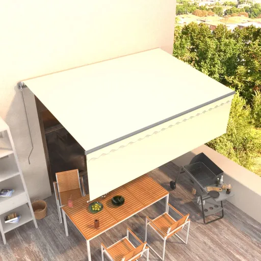 Toldo Retrátil Manual com Estore 4x3 m Cor Creme
