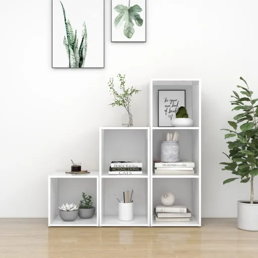 Conjunto de Móveis para TV Contraplacado Branco (3 pcs)