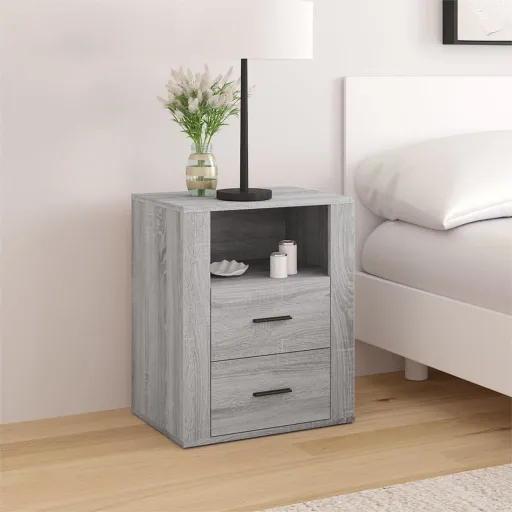 Mesa Cabeceira 50x36x60 cm Derivados Madeira Cinzento Sonoma