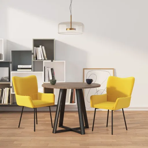 Cadeiras de Jantar   Veludo Amarelo (2 pcs)