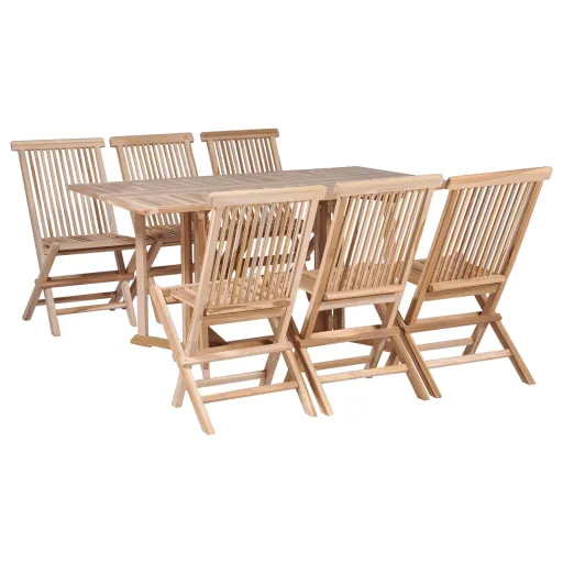 Conjunto Jantar Dobrável p/ Exterior Madeira Teca Maciça (7 pcs)