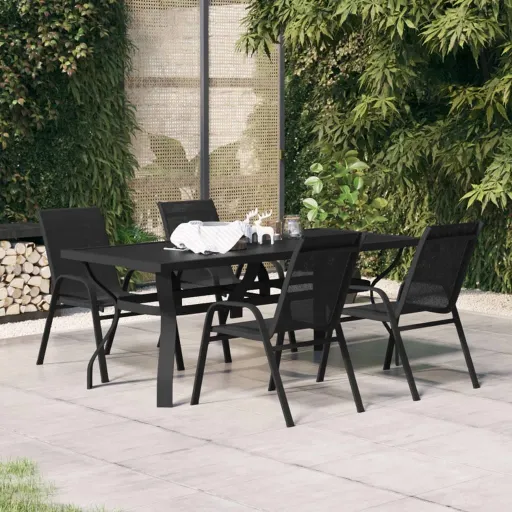 Conjunto de Jantar para Jardim Preto (5 pcs)