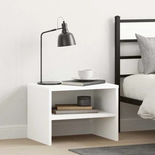 Mesas-de-Cabeceira   40x30x30 cm Contraplacado Branco  (2 pcs)