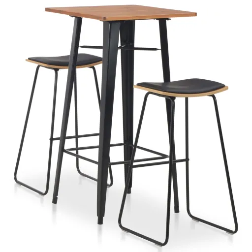 Conjunto de Bar em Aço Preto (3 pcs)