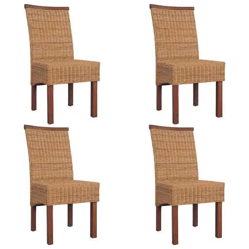 Cadeiras de Jantar   Vime Genuíno Castanho (4 pcs)