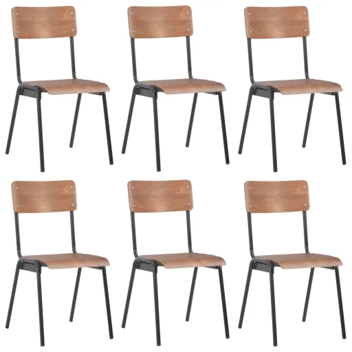 Cadeiras de Jantar   Contraplacado Castanho (6 pcs)