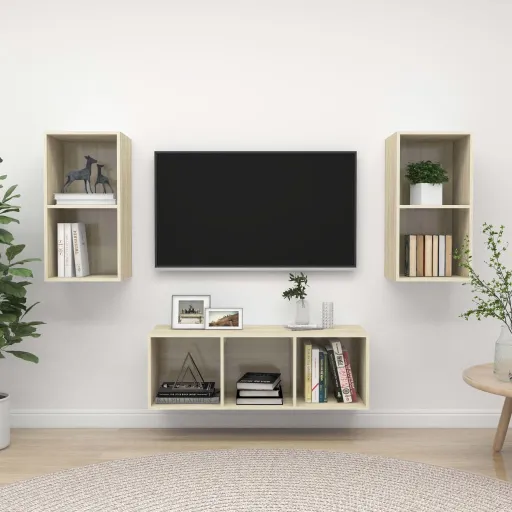 Conjunto Móveis de TV Derivados Madeira Carvalho Sonoma (3 pcs)